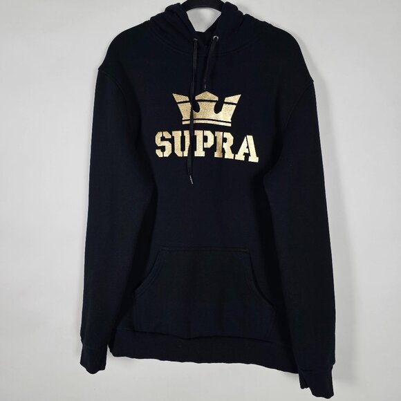 Supra Other - Supra Gold Logo Mens XL Long Sleeve Black Pullover Graphic Hoodie